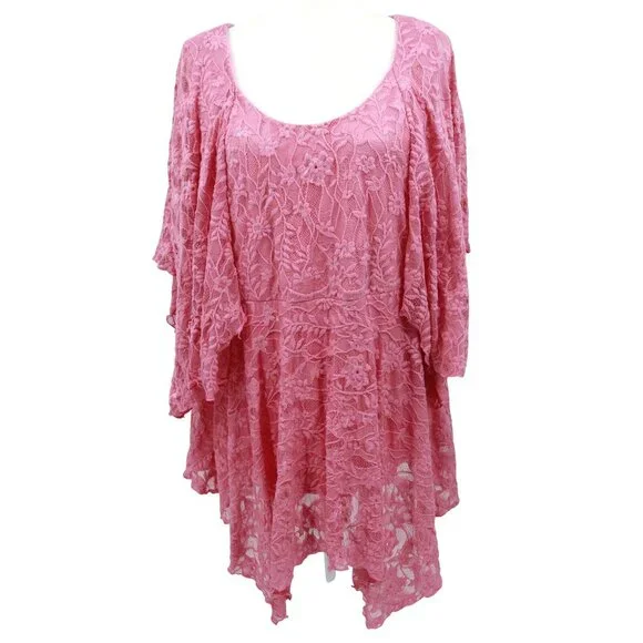The Pyramid Collection Pink Lace Blouse - Picture 1 of 16